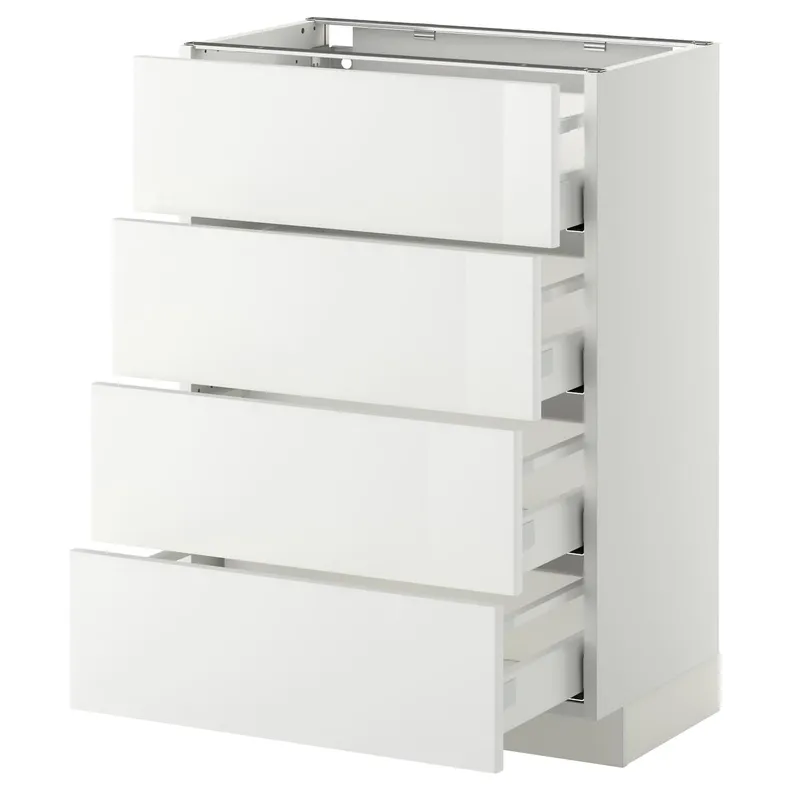 IKEA METOD МЕТОД / MAXIMERA МАКСИМЕРА, напольн шкаф 4 фронт панели / 4 ящика, белый / Рингхульт белый, 60x37 см 390.263.44 фото №1