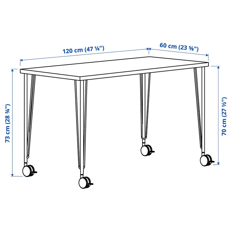 IKEA LAGKAPTEN ЛАГКАПТЕН / KRILLE КРИЛЛЕ, письменный стол, белый антрацит / черный, 120x60 см 295.097.24 фото №2