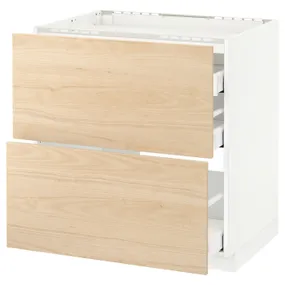 IKEA METOD МЕТОД / MAXIMERA МАКСИМЕРА, напольн шкаф / 2 фронт пнл / 3 ящика, белый / аскерсундский узор светлый ясень, 80x60 см 392.159.19 фото