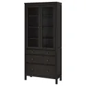 IKEA HEMNES ХЕМНЭС, шкаф-витрина с 3 ящиками, черный и коричневый, 90x197 см 703.717.71 фото thumb №1