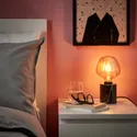 IKEA MARKFROST МАРКФРОСТ / MOLNART МОЛЬНАРТ, настільний світильник із лампою, чорний мармур / форма дзвону коричневе прозоре скло 794.913.40 фото thumb №2