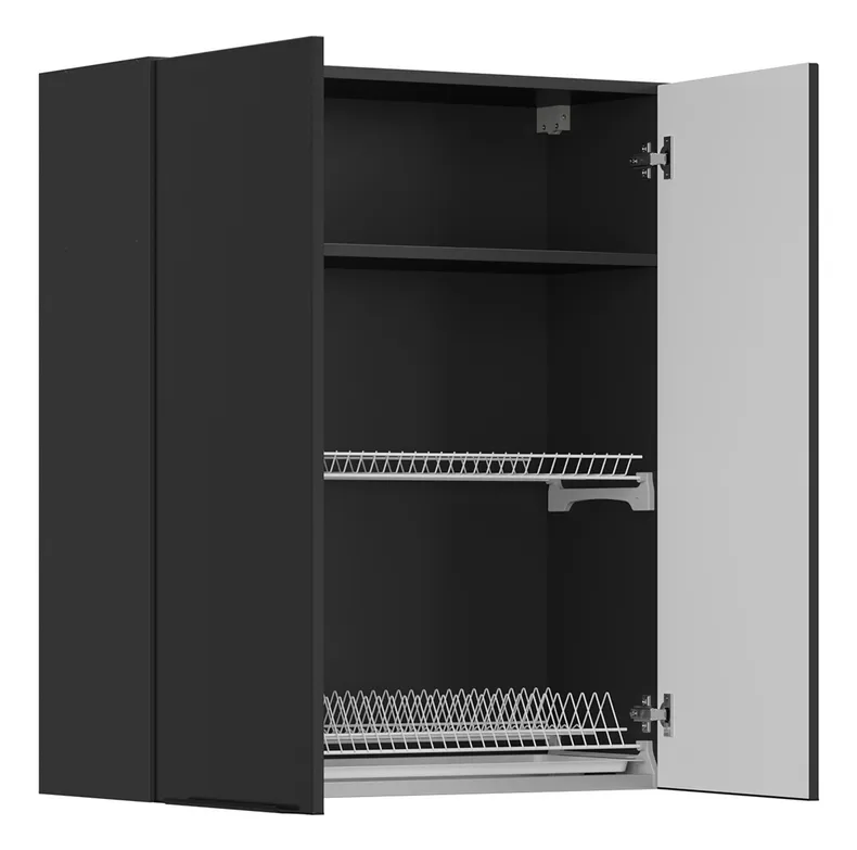 BRW Кухонный верхний шкаф Sole L6 80 см двухдверный черный матовый, черный/черный матовый FM_GC_80/95_L/P-CA/CAM фото №3