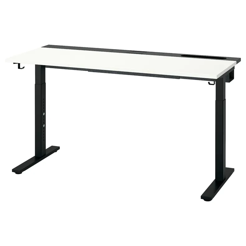 IKEA MITTZON МІТТЗОН, письмовий стіл, білий/чорний, 140x60 см 995.279.46 фото №1