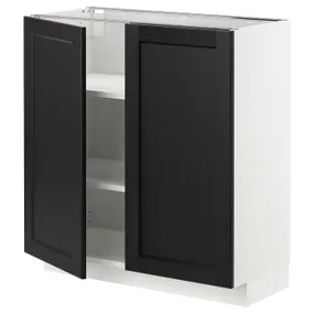 IKEA METOD МЕТОД, напольный шкаф с полками / 2дверцами, белый / Лерхиттан с черными пятнами, 80x37 см 594.552.58 фото