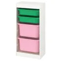IKEA TROFAST ТРУФАСТ, комбінація для зберіган +контейнери, білий / зелений рожевий, 46x30x94 см 893.382.01 фото thumb №1
