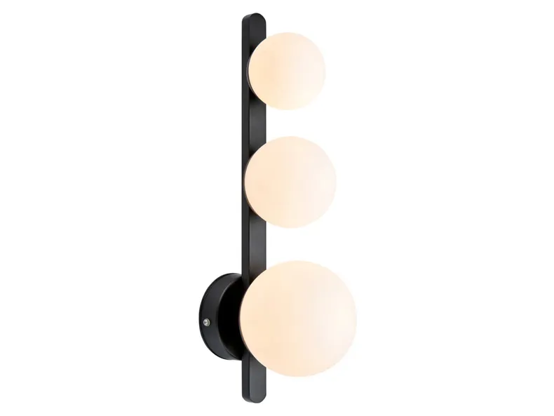 BRW Настінний 3-точковий світильник Puro для ванної кімнати зі скла та металу біло-чорного кольору 080626 фото №1