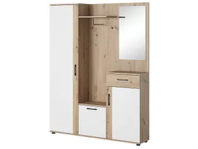 Комплект мебели для прихожей с зеркалом SIGNAL P-006, 184х145 см, дуб артизан / белый матовый фото