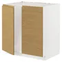 IKEA METOD МЕТОД, напольный шкаф для мойки+2 двери, белый / Воксторп имит. дуб, 80x60 см 195.386.75 фото
