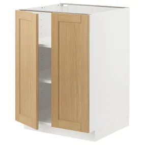 IKEA METOD МЕТОД, підлогова шафа з полицями / 2 дверцят, білий / ФОРСБАККА дуб, 60x60 см 095.090.94 фото