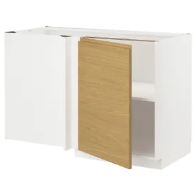 IKEA METOD МЕТОД, кутова підлогова шафа із полицею, білий / Voxtorp імітація. дуб, 128x68 см 995.390.77 фото