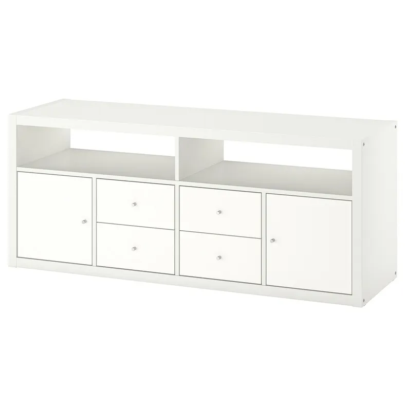 IKEA KALLAX КАЛЛАКС, комбінація шаф для телевізора, білий, 147x39x60 см 295.606.75 фото №1