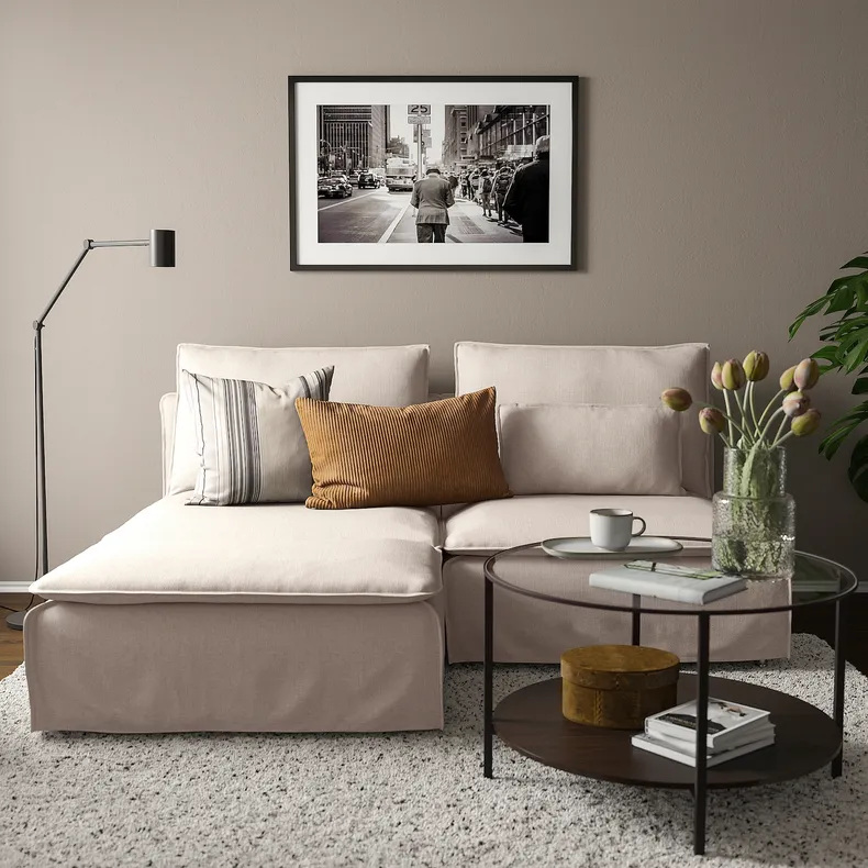 IKEA SÖDERHAMN СЕДЕРХАМН, 2-місний диван із кушеткою, Гранулят натуральний 194.421.40 фото №2