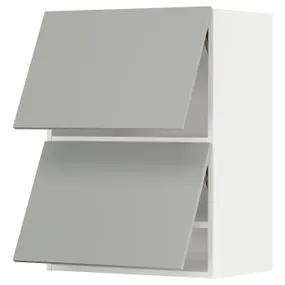 IKEA METOD МЕТОД, навесной шкаф / 2 дверцы, горизонтал, белый / светло-серый, 60x80 см 795.387.19 фото