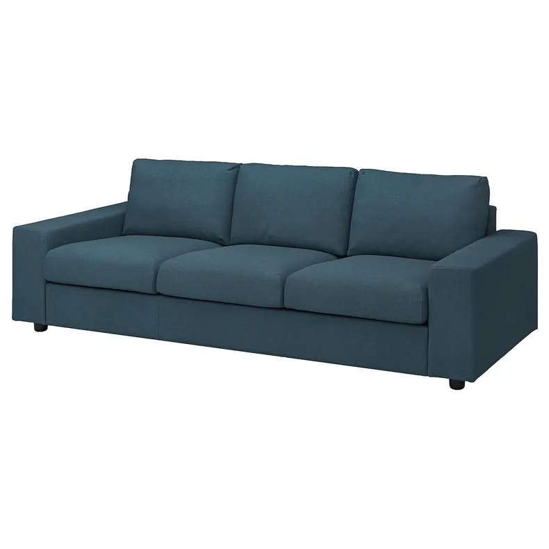 IKEA VIMLE ВІМЛЕ, 3-місний диван, з широкими підлокітниками / темно-синій 994.327.69 фото №1