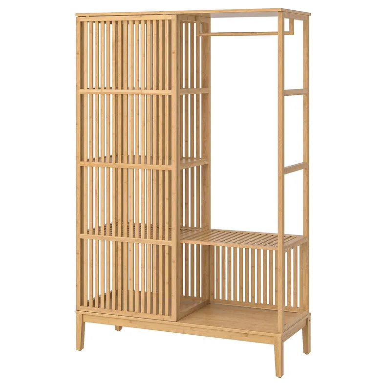 IKEA NORDKISA НОРДКІСА, відкритий гардероб із розсувн дверц, бамбук, 120x186 см 004.394.68 фото №1