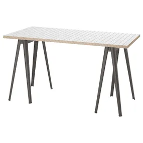 IKEA LAGKAPTEN ЛАГКАПТЕН / NÄRSPEL НЕРСПЕЛЬ, письмовий стіл, білий антрацит / темно-сірий, 140x60 см 495.084.36 фото