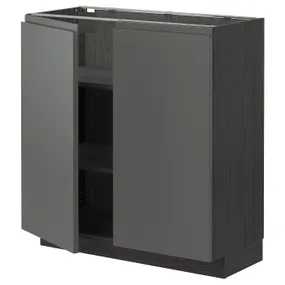 IKEA METOD МЕТОД, підлогова шафа з полицями / 2 дверцят, чорний / Voxtorp темно-сірий, 80x37 см 894.680.37 фото