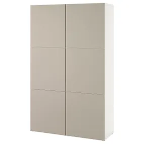 IKEA BESTÅ БЕСТО, комбинация для хранения с дверцами, белый / Лапвикен светло-серый бежевый, 120x42x193 см 794.216.58 фото