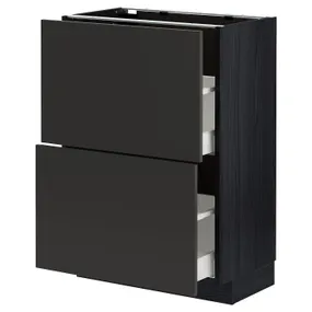 IKEA METOD МЕТОД / MAXIMERA МАКСИМЕРА, напольный шкаф с 2 ящиками, черный / никебо матовый антрацит, 60x37 см 894.989.73 фото