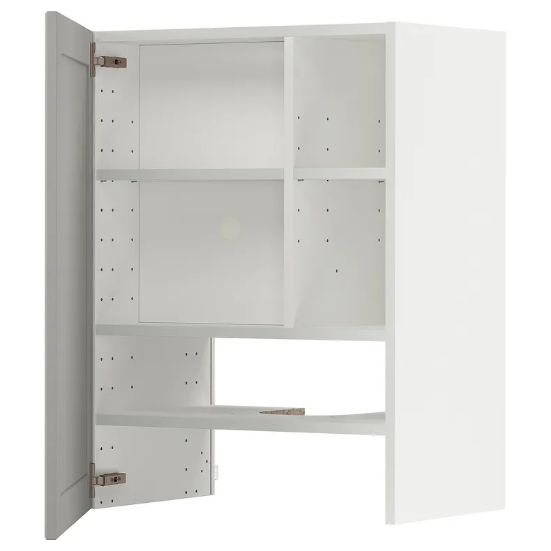 IKEA METOD МЕТОД, настінн шаф д / витяжки з полиц / дверц, білий / світло-сірий Lerhyttan, 60x80 см 295.044.63 фото №1