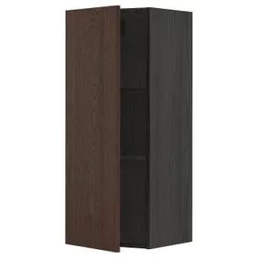 IKEA METOD МЕТОД, навесной шкаф с полками, черный / синарп коричневый, 40x100 см 394.598.51 фото