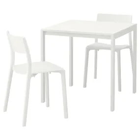 IKEA MELLTORP МЕЛЬТОРП / JANINGE ЯН-ИНГЕ, стол и 2 стула, белый / белый, 75 см 995.564.82 фото