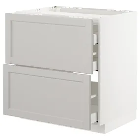 IKEA METOD МЕТОД / MAXIMERA МАКСИМЕРА, напольн шкаф / 2 фронт пнл / 3 ящика, белый / светло-серый, 80x60 см 092.744.01 фото