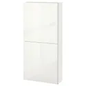IKEA BESTÅ БЕСТО, навесной шкаф с 2 дверями, белый / Сельсвикен глянцевый / белый, 60x22x128 см 294.219.53 фото thumb №1