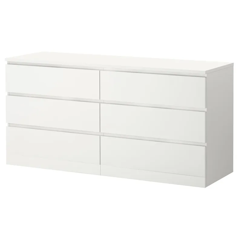 IKEA MALM МАЛЬМ, комод із 6 шухлядами, білий, 160x78 см 604.035.84 фото №1