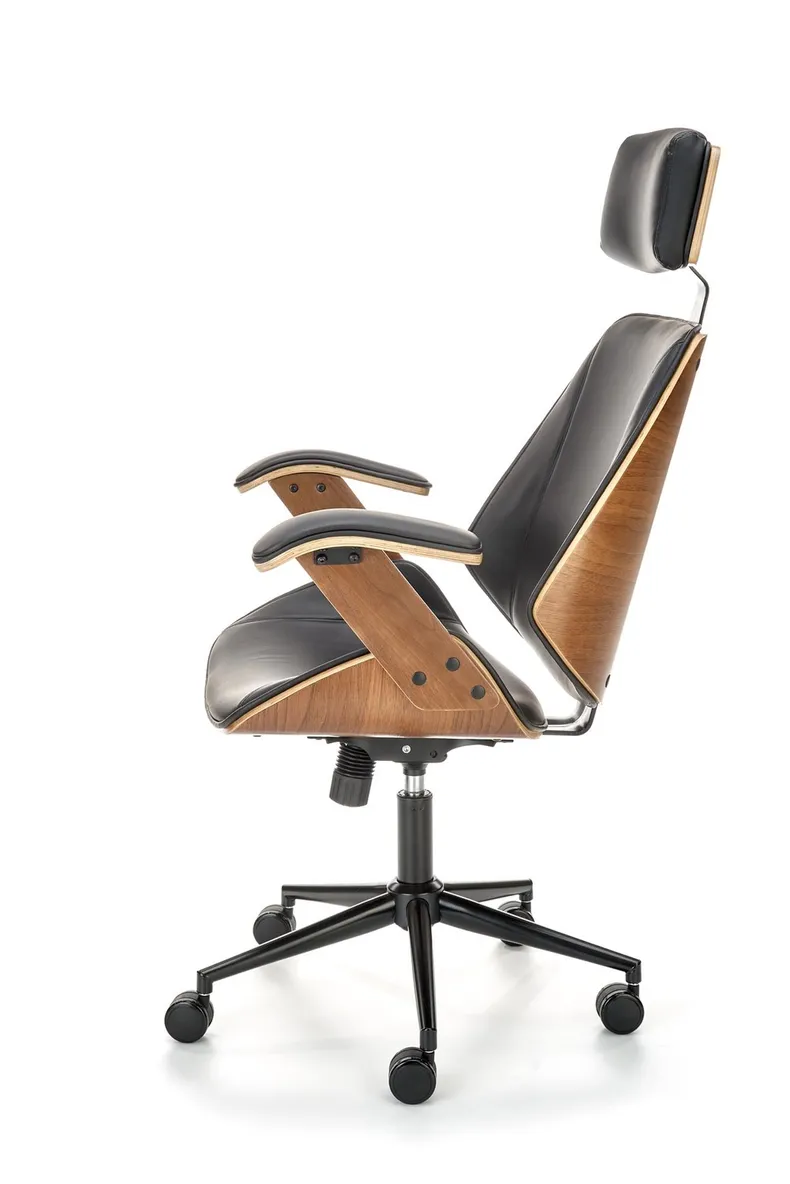 Крісло комп'ютерне офісне обертове HALMAR IGNAZIO, горіховий чорний, екошкіра фото №4