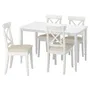 IKEA DANDERYD ДАНДЕРЮД / INGOLF ІНГОЛЬФ, стіл+4 стільці, білий / бежевий галантерейний, 130 см 095.442.43 фото