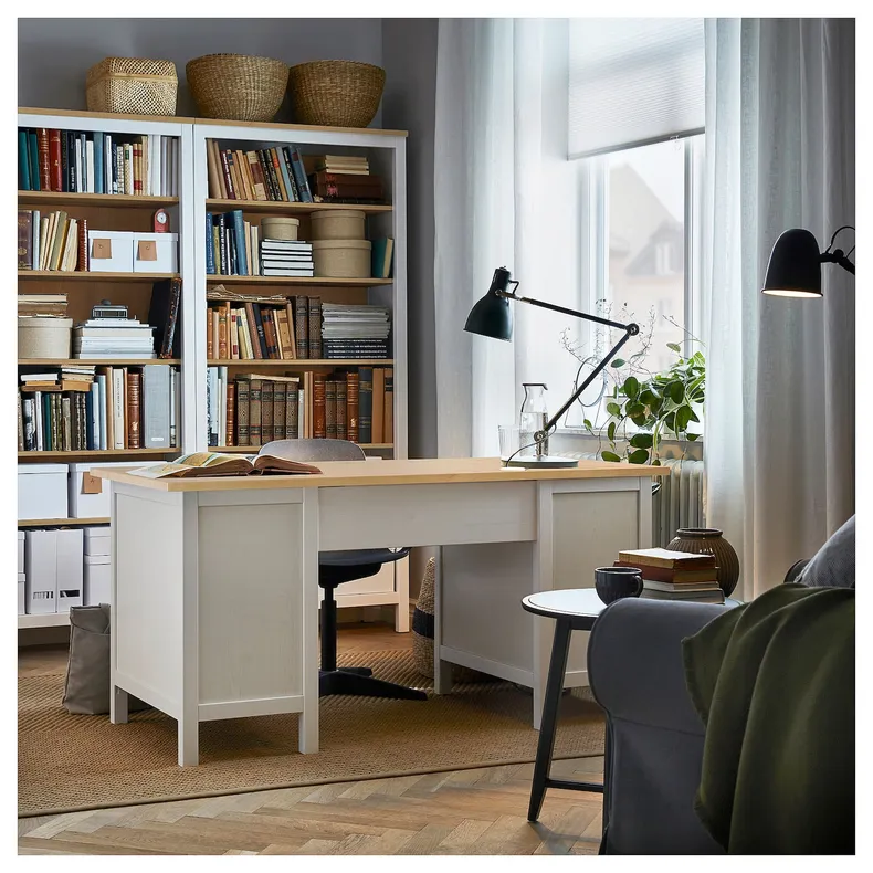 IKEA HEMNES ХЕМНЕС, письмовий стіл, біла пляма / світло-коричнева, 155x65 см 205.350.44 фото №2