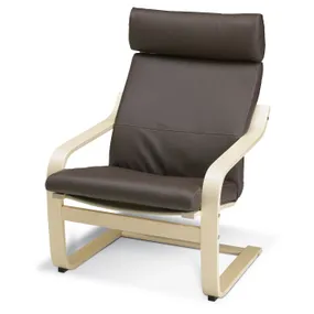 IKEA POÄNG ПОЕНГ, крісло, березовий шпон / ГЛОСЕ темно-коричневий 898.291.19 фото