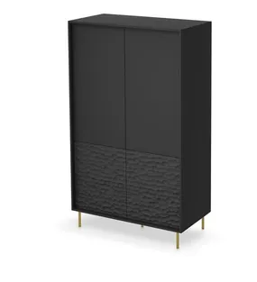 Шкаф для одежды HALMAR BULLET S-1, черный, ножки: золото фото