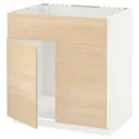 IKEA METOD МЕТОД, підлог шафа д / мийки / 2 двер / фрон пан, білий / АСКЕРСУНД під світлий ясен, 80x60 см 694.685.14 фото thumb №1