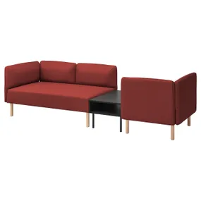 IKEA LILLEHEM ЛИЛЛЕХЕМ, 3-м модульный диван со столиком, Окрашенное коричневое/красное дерево 095.697.47 фото