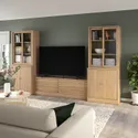 IKEA TONSTAD ТОНСТАД, комбінація шаф для телевізора, дуб okl / прозоре скло, 342x47x201 см 195.150.61 фото thumb №2