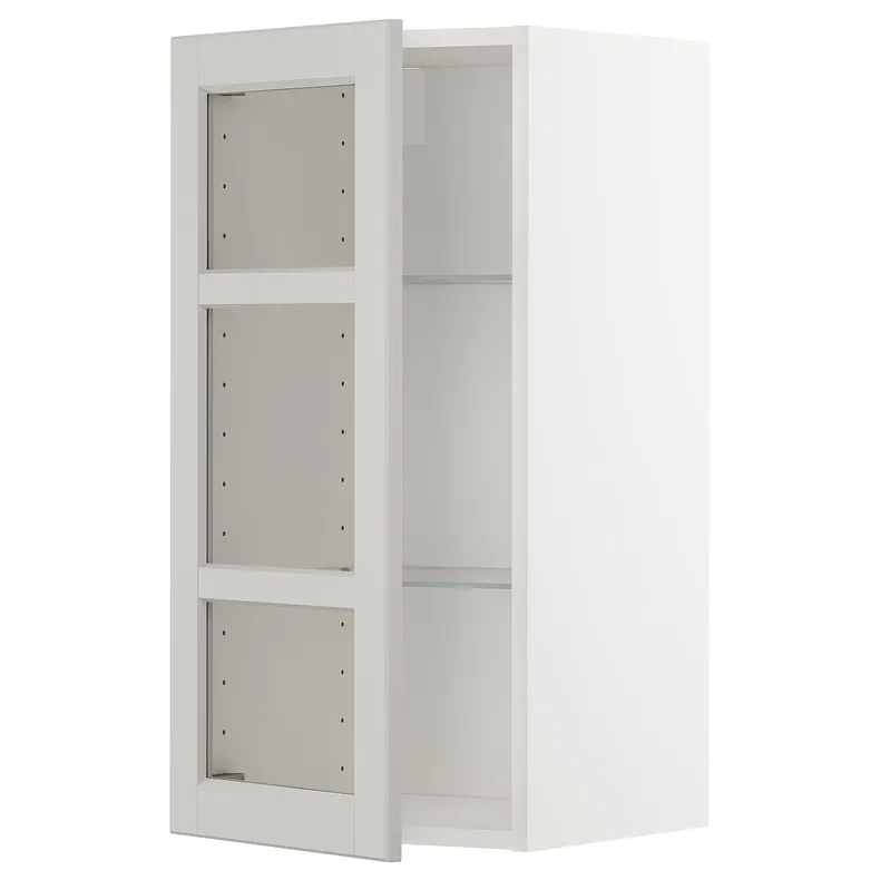 IKEA METOD МЕТОД, навісна шафа,полиці / скляні дверцята, білий / світло-сірий Lerhyttan, 40x80 см 094.592.25 фото №1