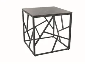 Журнальный столик стеклянный SIGNAL ESCADA B III, 55x55 см, серый мрамор / черный фото