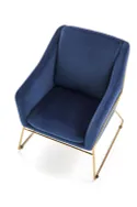 Крісло м'яке HALMAR SOFT 3 золотий каркас, темно-синій фото thumb №7