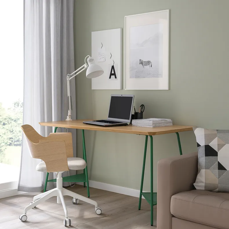 IKEA ANFALLARE АНФАЛЛАРЕ / TILLSLAG ТІЛЛЬСЛАГ, письмовий стіл, бамбук / зелений, 140x65 см 694.783.15 фото №4