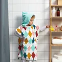 IKEA BUSENKEL БУСЕНКЕЛЬ, полотенце-пончо с капюшоном, узор арлекин / многоцветный, 70x55 см 305.204.24 фото thumb №2