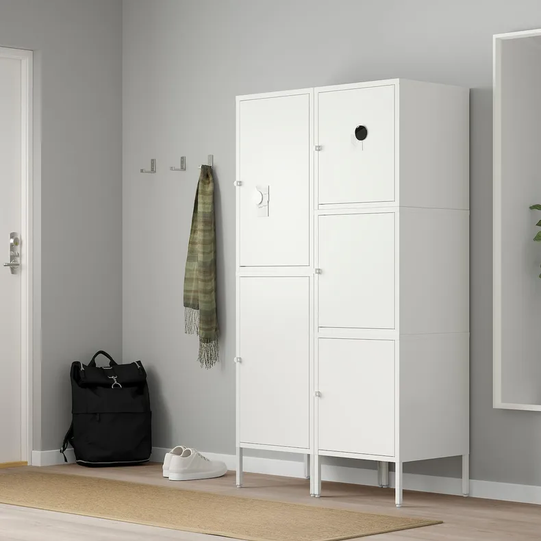 IKEA HÄLLAN ХЭЛЛАН, комбинация для хранения с дверцами, белый, 90x47x167 см 992.495.20 фото №3