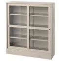 IKEA HAVSTA ХАВСТА, шкаф-витрина с цоколем, серый беж / прозрачное стекло, 121x37x134 см 895.346.69 фото thumb №1