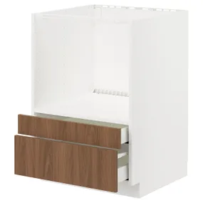 IKEA METOD МЕТОД / MAXIMERA МАКСИМЕРА, напольный шкаф д / комби СВЧ / ящики, белый / Имитация коричневого ореха, 60x60 см 995.193.19 фото