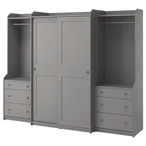 IKEA HAUGA ХАУГА, гардероб, комбінація, сірий, 258x55x199 см 293.882.32 фото
