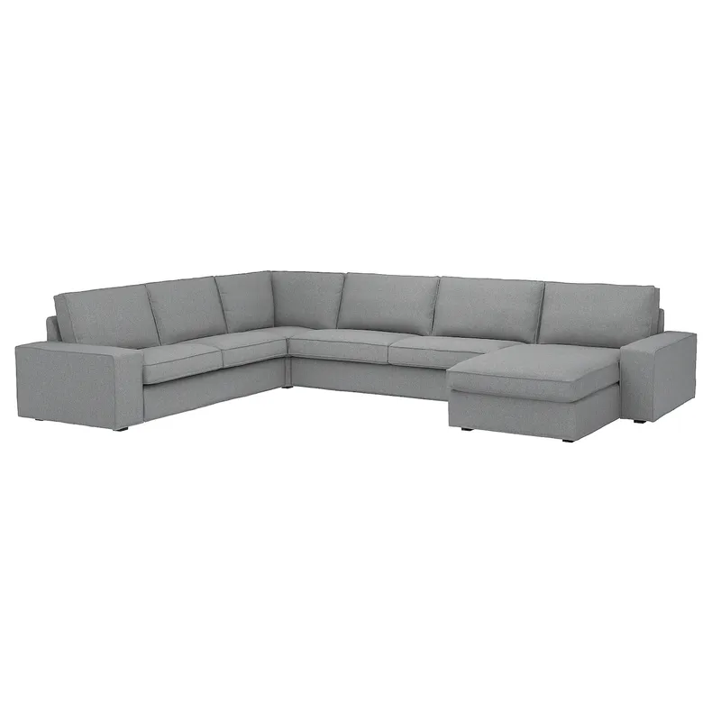 IKEA KIVIK КИВИК, угл диван, 6-местный диван+козетка, Тибблби бежевый / серый 794.404.83 фото №1