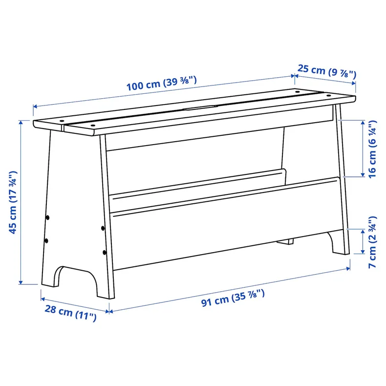 IKEA PERJOHAN ПЭРЙОХАН, скамья с отделением для хранения, сосна, 100 см 604.853.39 фото №10