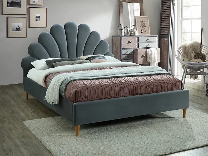 Двоспальне ліжко SIGNAL SANTANA Velvet, Bluvel 14 - сірий, 160x200 фото №2