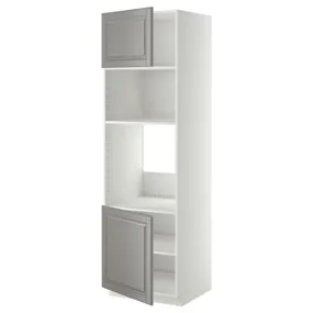 IKEA METOD МЕТОД, вис шаф д / дух / мікр печі / 2 двер / пол, білий / сірий Бодбін, 60x60x200 см 694.545.45 фото